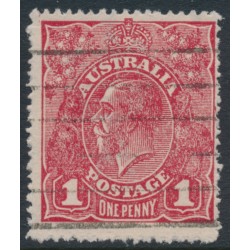 AUSTRALIA - 1918 1d red KGV (G73), 'flaw on frame behind Emu' [IV/46], used – ACSC # 72P(2)n