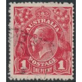 AUSTRALIA - 1914 1d red KGV (G10), 'notch in upper left frame' [V/7], used – ACSC # 71A(3)e