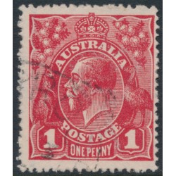 AUSTRALIA - 1914 1d red KGV (G10), 'notch in upper left frame' [V/7], used – ACSC # 71A(3)e