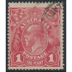 AUSTRALIA - 1917 1d red KGV (G22), 'break at upper left' [V/31], used – ACSC # 71L(3)h