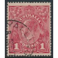 AUSTRALIA - 1917 1d red KGV (G62), 'break at upper left' [V/31], used – ACSC # 72C(3)h