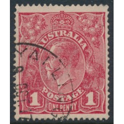 AUSTRALIA - 1917 1d red KGV (G62), 'break at upper left' [V/31], used – ACSC # 72C(3)h