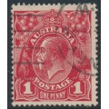 AUSTRALIA - 1914 1d red KGV (G10), 'dot before 1' [VI/21], used – ACSC # 71A(3)m