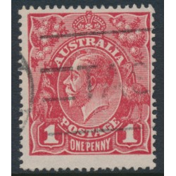 AUSTRALIA - 1914 1d red KGV (G10), 'notch in NW corner' [VI/40], used – ACSC # 71A(3)p