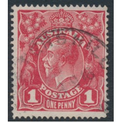 AUSTRALIA - 1915 1d red KGV (G17), 'notch in NW corner' [VI/40], used – ACSC # 71G(3)p