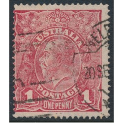 AUSTRALIA - 1917 1d red KGV (G62), 'scratch frame to crown' [VII/7], used – ACSC # 72C(4)e
