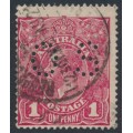 AUSTRALIA - 1918 1d damson KGV (shade = G70½), perf. OS, used – ACSC # 72Kbb