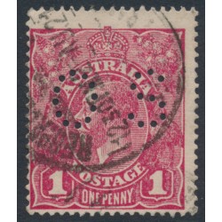 AUSTRALIA - 1918 1d damson KGV (shade = G70½), perf. OS, used – ACSC # 72Kbb