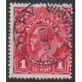 AUSTRALIA - 1914 1d carmine-red [aniline] KGV (shade = G10), used – ACSC # 71A