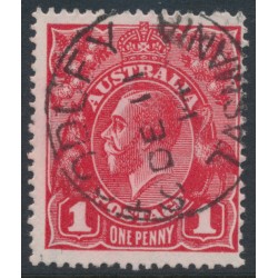 AUSTRALIA - 1914 1d carmine-red [aniline] KGV (shade = G10), used – ACSC # 71A