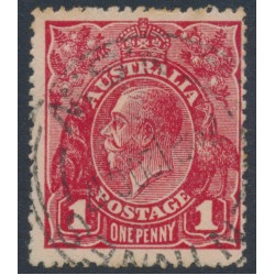 AUSTRALIA - 1917 1d orange-red [aniline] KGV (G24½), inverted watermark, used – ACSC # 71Pa