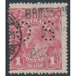 AUSTRALIA - 1919 1d pale carmine-rose KGV (LM watermark, G106), perf. OS, used – ACSC # 74Cb