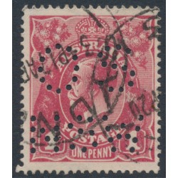 AUSTRALIA - 1919 1d deep carmine-rose KGV (LM watermark, G105), perf. OS NSW, used – ACSC # 74Bb