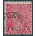AUSTRALIA - 1918 1d red-rosine KGV (shade = G68), used – ACSC # 72I