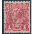 AUSTRALIA - 1918 1d carmine-pink KGV (shade = G29), used – ACSC # 71U