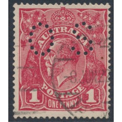 AUSTRALIA - 1918 1d red-rosine KGV (shade = G68), perf. OS, used – ACSC # 72Ibb
