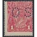 AUSTRALIA - 1918 1d red KGV (shade = G74), perf. OS, misplaced perfs., MH – ACSC # 72Pbb