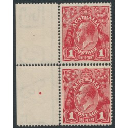 AUSTRALIA - 1914 1d carmine-red, line perf. KGV (G1), pair, MNH – ACSC # 70A