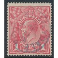 AUSTRALIA - 1918 1d pink KGV (shade = G28), blue Tasmania cancel – ACSC # 71T