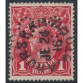 AUSTRALIA - 1916 1d deep scarlet-red [aniline] KGV (G19), perf. OS, used – ACSC # 71Jbb 