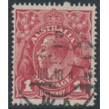 AUSTRALIA - 1918 1d brownish red KGV (shade = G32), used – ACSC # 71W