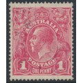 AUSTRALIA - 1918 1d carmine-pink (LM watermark) KGV (shade = G101), used – ACSC # 73A