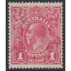 AUSTRALIA - 1918 1d carmine-pink (LM watermark) KGV (shade = G101), used – ACSC # 73A