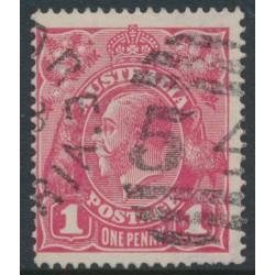 AUSTRALIA - 1918 1d carmine-pink (LM watermark) KGV (shade = G101), used – ACSC # 73A