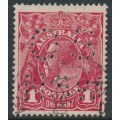 AUSTRALIA - 1919 1d carmine-rose KGV (LM watermark, G104), perf. OS NSW, used – ACSC # 74Ab