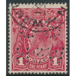 AUSTRALIA - 1919 1d carmine-rose KGV (LM watermark, G104), perf. OS NSW, used – ACSC # 74Ab