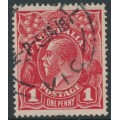 AUSTRALIA - 1917 1d orange-red KGV (shade = G24½), used – ACSC # 71P
