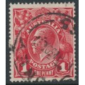 AUSTRALIA - 1917 1d deep orange-red KGV (shade = G24½), used – ACSC # 71P