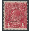 AUSTRALIA - 1918 1d deep red-brown KGV (shade = G76), used – ACSC # 72O