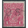 AUSTRALIA - 1918 1d deep rosine KGV (G70), perf. OS, used – ACSC # 72Jbb