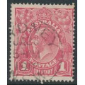AUSTRALIA - 1918 1d bright pink KGV (shade = G28), used – ACSC # 71T