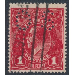 AUSTRALIA - 1916 1d very deep scarlet [aniline] KGV (G60), perf. OS, used – ACSC # 72Abb