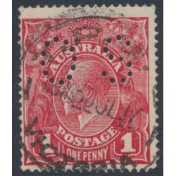 AUSTRALIA - 1916 1d deep red [aniline] KGV (G61), watermark inverted, used – ACSC # 72Ba+bb