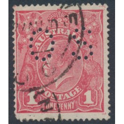 AUSTRALIA - 1918 1d pink KGV (shade = G66), perf. OS, used – ACSC # 72Gbb