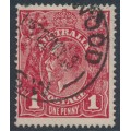 AUSTRALIA - 1918 1d deep brownish carmine-red KGV (shade = G77), used – ACSC # 72R