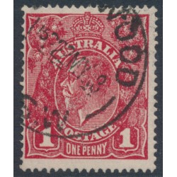 AUSTRALIA - 1918 1d deep brownish carmine-red KGV (shade = G77), used – ACSC # 72R