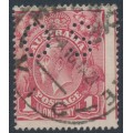 AUSTRALIA - 1918 1d carmine-rose KGV (G30), misplaced perfs., used – ACSC # 71Vbb
