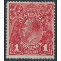 AUSTRALIA - 1916 1d deep scarlet [aniline] KGV (G60), inverted watermark, MH – ACSC # 72Aa 