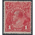 AUSTRALIA - 1916 1d deep scarlet [aniline] KGV (G60), inverted watermark, MH – ACSC # 72Aa 