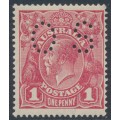 AUSTRALIA - 1918 1d carmine-rose KGV (G30), watermark inverted, MH – ACSC # 71Va+bb