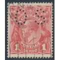 AUSTRALIA - 1917 1d terracotta KGV (shade = G25), perf. OS, used – ACSC # 71Qbb