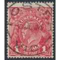 AUSTRALIA - 1914 1d carmine-red KGV (shade = G10), used – ACSC # 71A