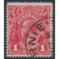 AUSTRALIA - 1914 1d bright red [aniline] KGV (shade = G11), used – ACSC # 71B
