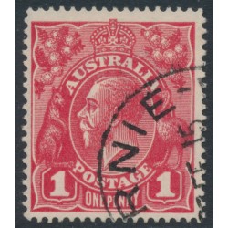 AUSTRALIA - 1914 1d bright red [aniline] KGV (shade = G11), used – ACSC # 71B