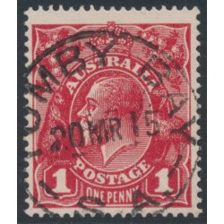 AUSTRALIA - 1914 1d deep red KGV (shade = G13), used – ACSC # 71D