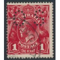AUSTRALIA - 1914 1d very deep red KGV (G13), perf. OS, used – ACSC # 71Dbb